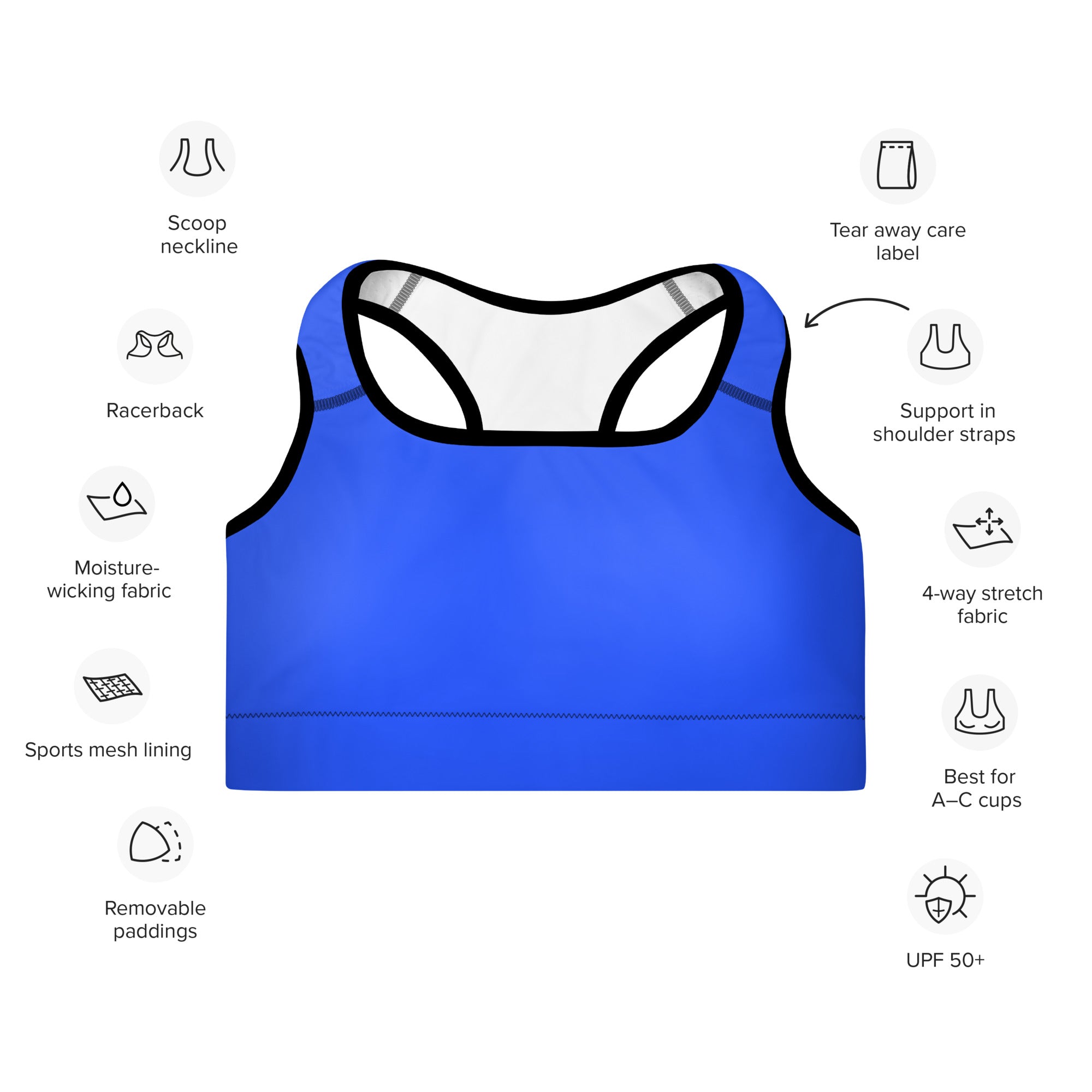 MKV Racerback Sports Bra in Neon Blue
